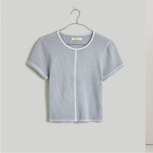 Madewell waffle knit crew neck crop tee